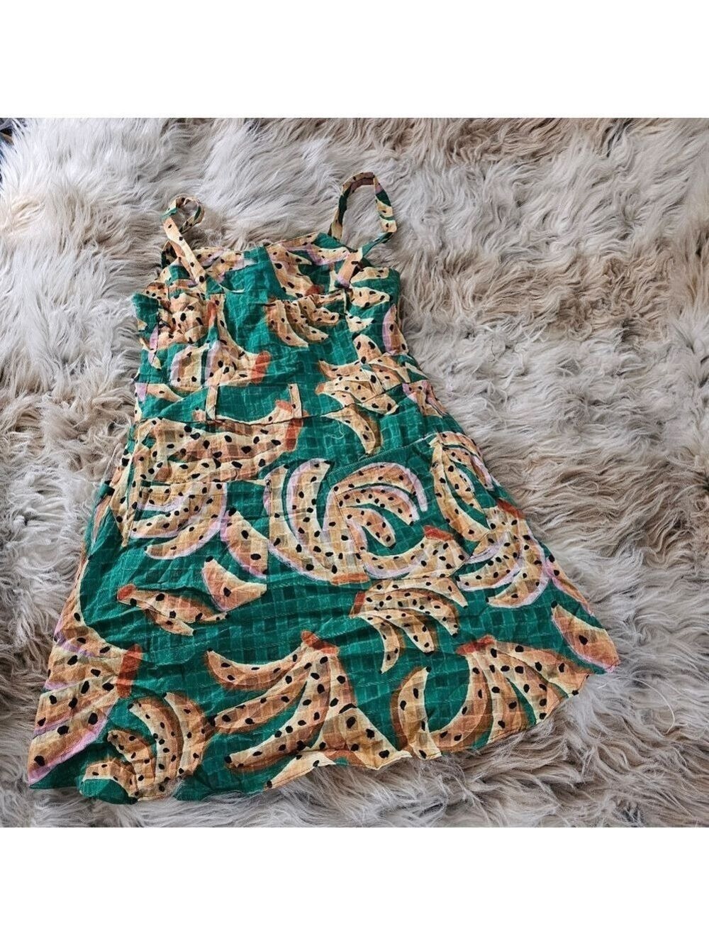 Farm Rio Green Raining Bananas Mini Dress - Picture 3 of 4